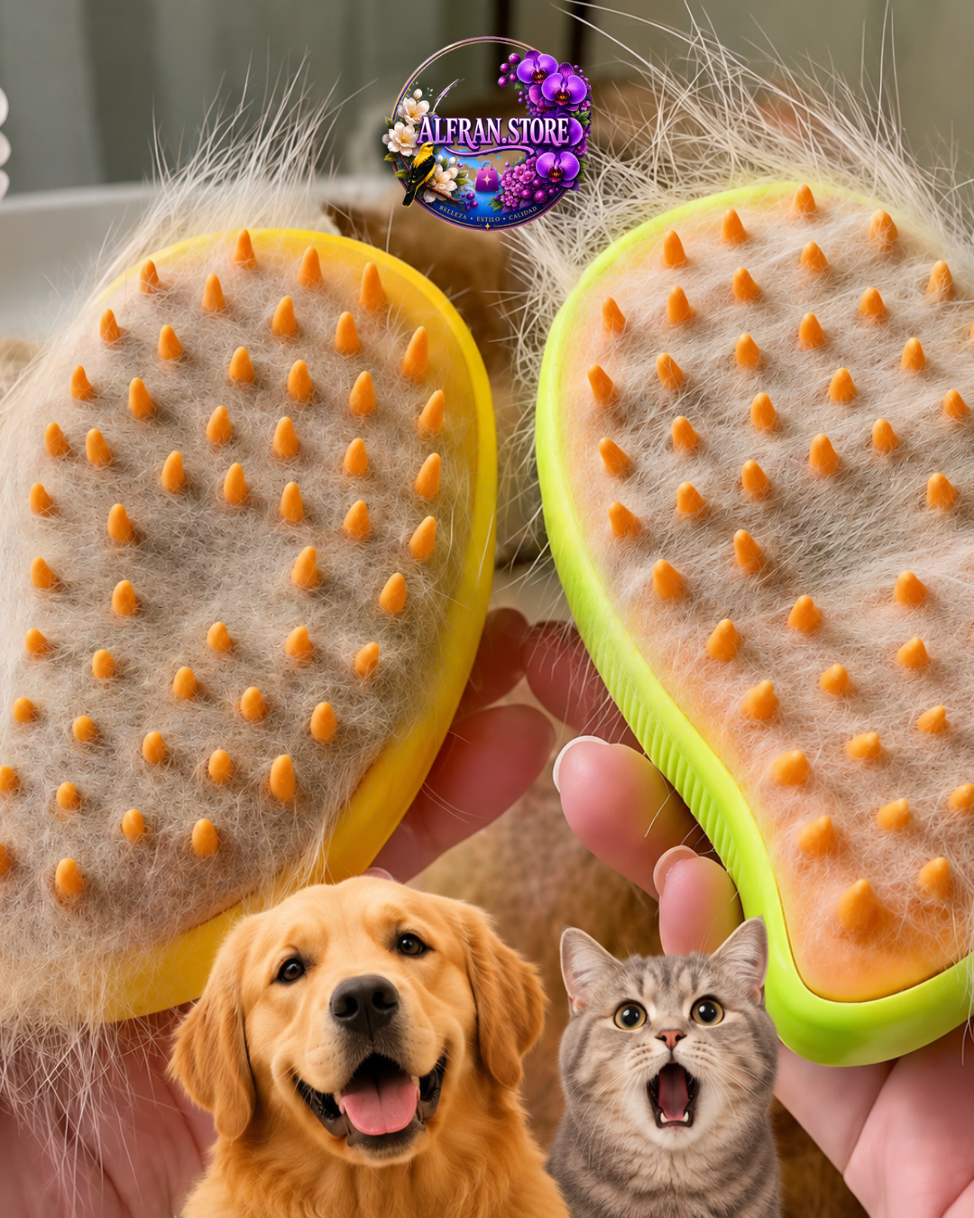Cepillo de Vapor Para Perros y Gatos Quita Pelos